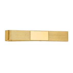 14K Yellow Gold Striped & Polished Tie Bar, 50mm