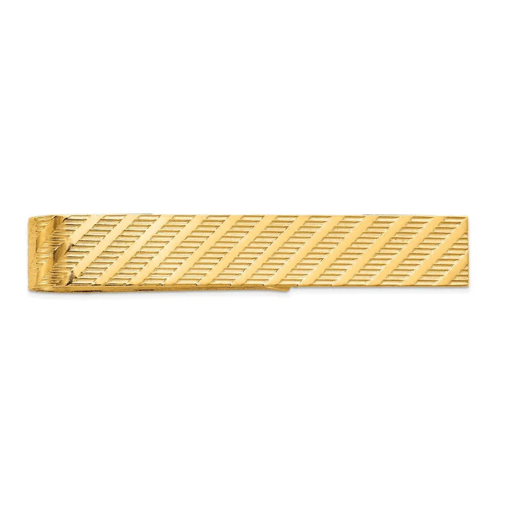 14K Yellow Gold Textured Tie Bar, 50mm