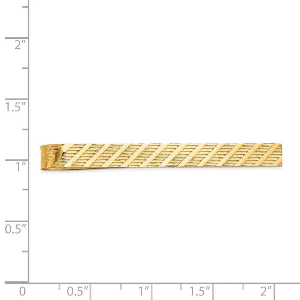 14K Yellow Gold Textured Tie Bar, 50mm