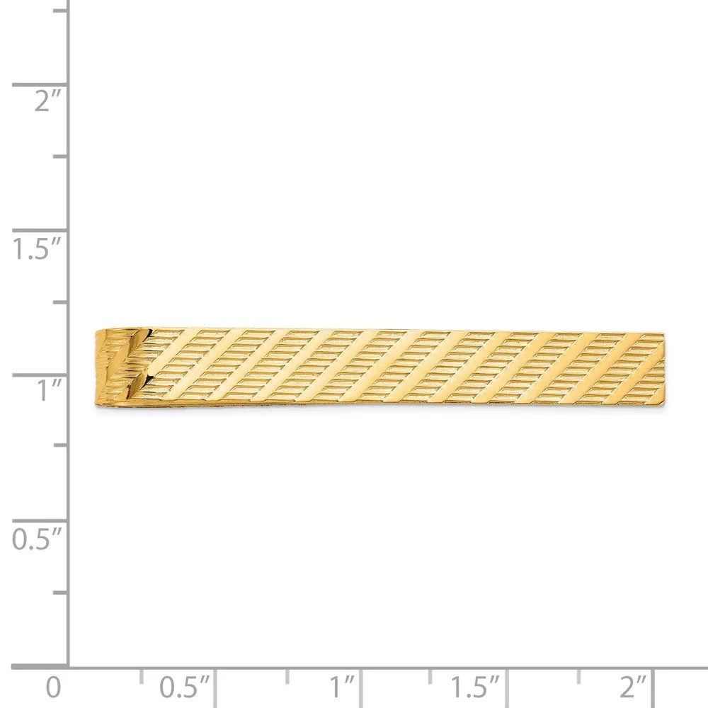 14K Yellow Gold Textured Tie Bar, 50mm