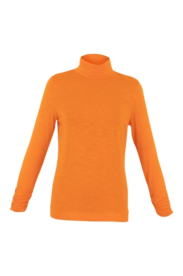 6400- Polo Neck Top-Orange - Marble