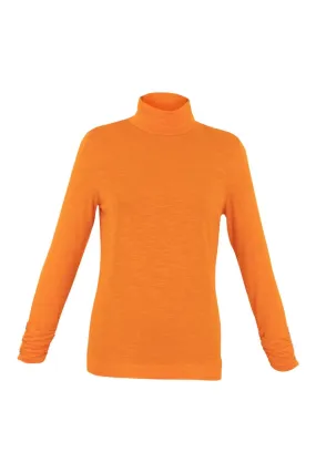 6400- Polo Neck Top-Orange - Marble