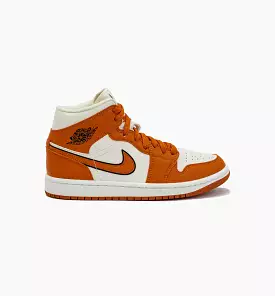 Air Jordan 1 Retro Mid SE Sport Spice Womens Lifestyle Shoe - Orange/White