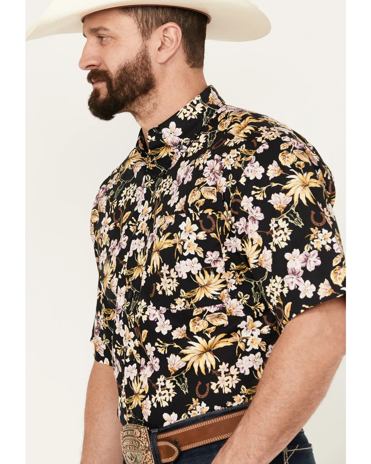 Ariat Men's Dex Classic Fit Floral Print Short Sleeve Button-Down Western Shirt