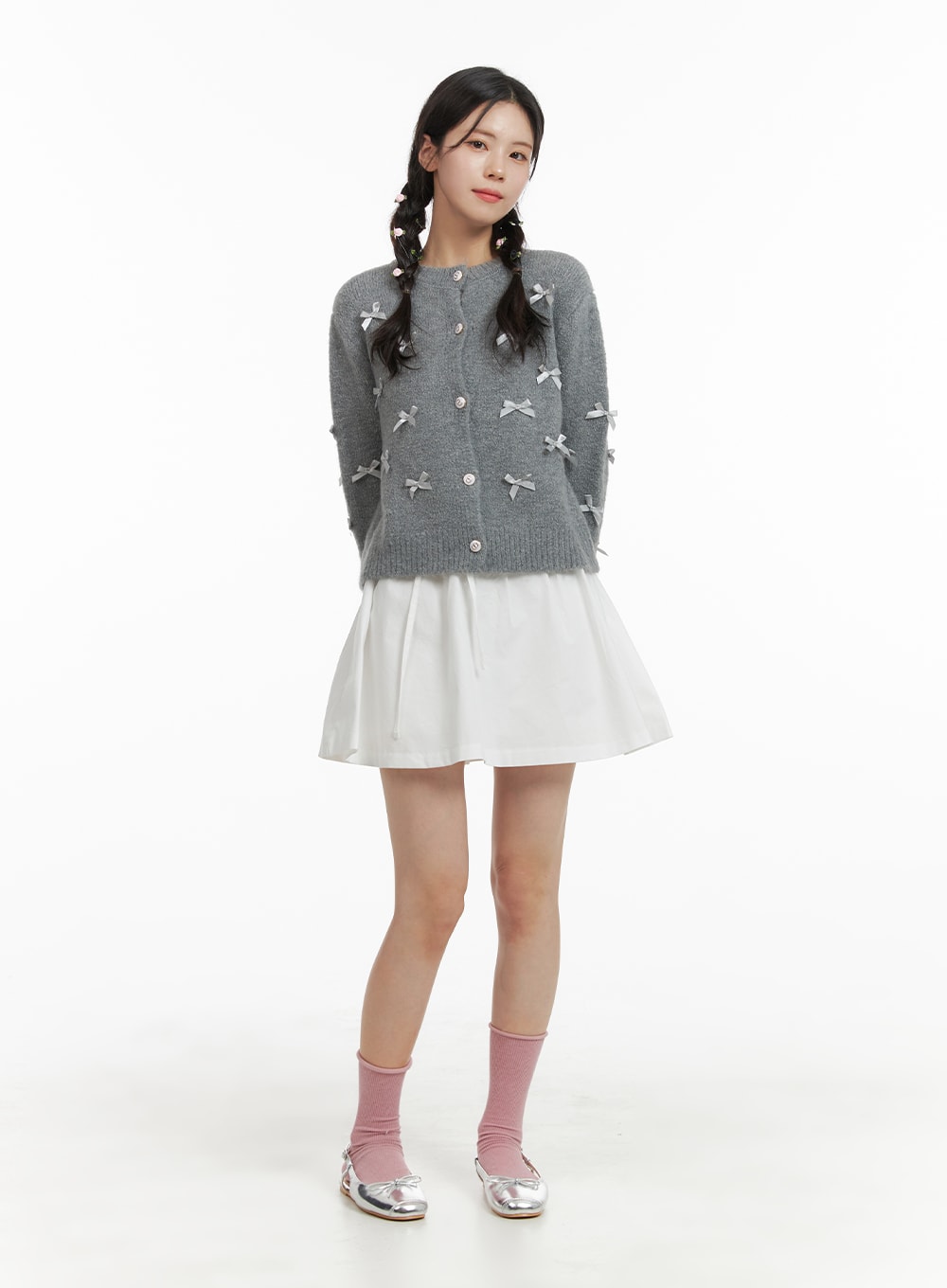 Balletcore Ribbon Button Up Sweater OJ418