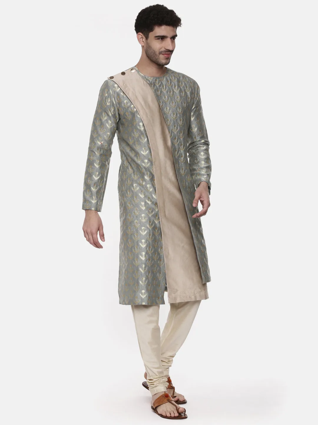 Banares Silk Brocade Green Kurta - MMK0461