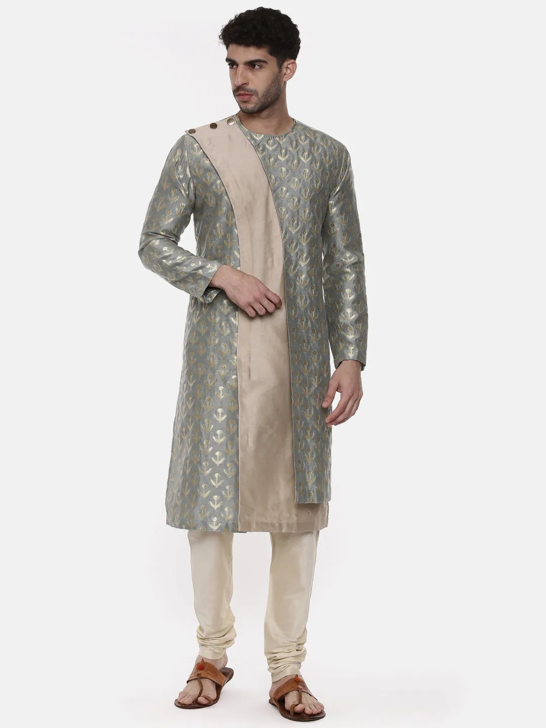 Banares Silk Brocade Green Kurta - MMK0461