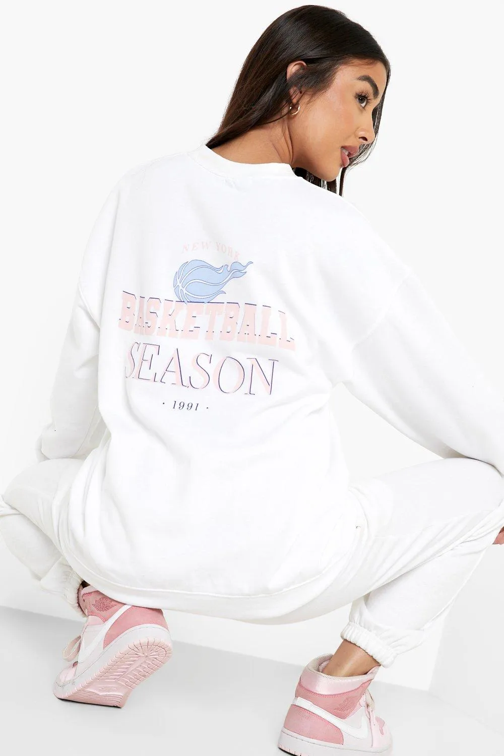 Basketball Season Printed Oversized Sweater