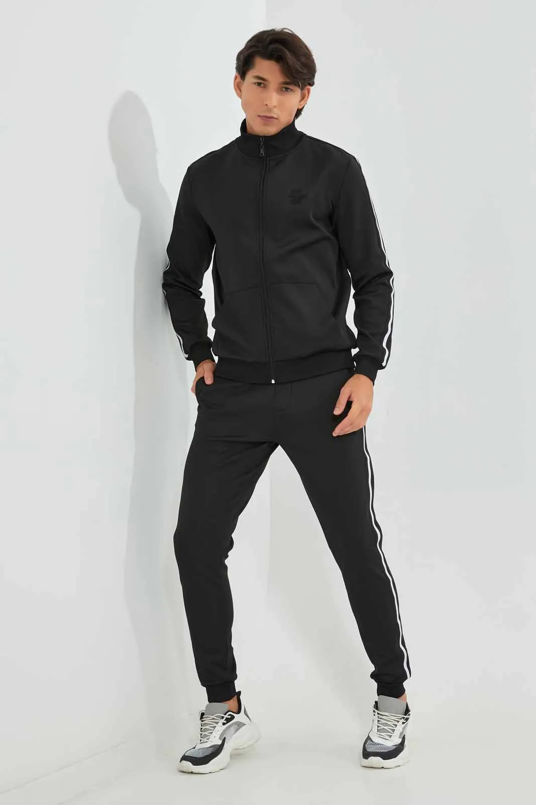 Black Embellished Jacket For Men