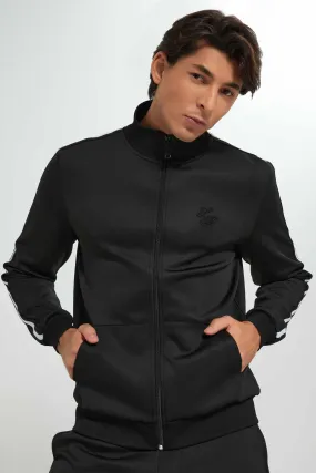 Black Embellished Jacket For Men