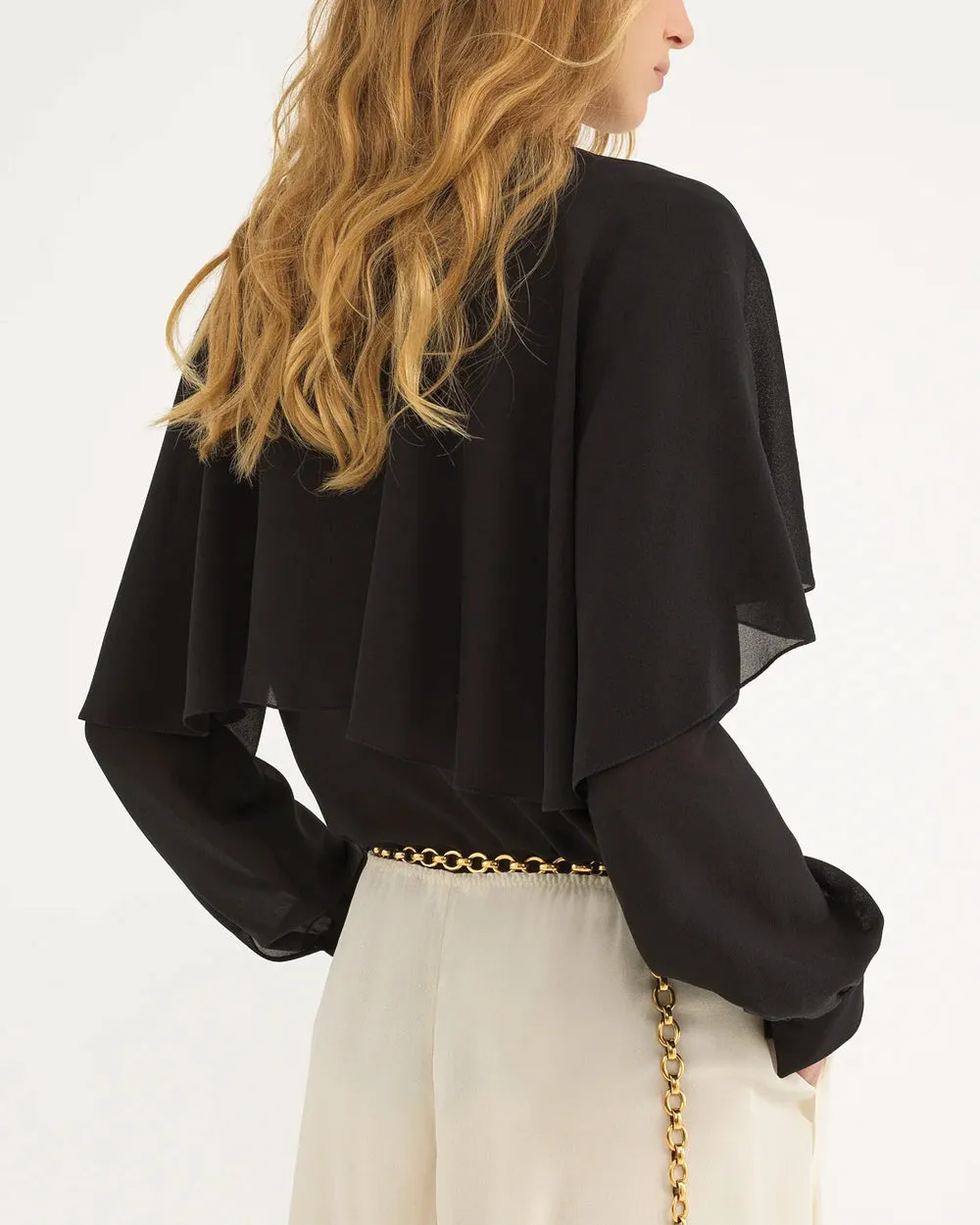 Black Long Sleeve Layered Blouse