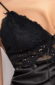 Black satin and lace nightie Jane