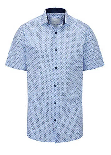 Blue Floral Short Sleeved Tailored Fit Shirt by Skopes | Look Again