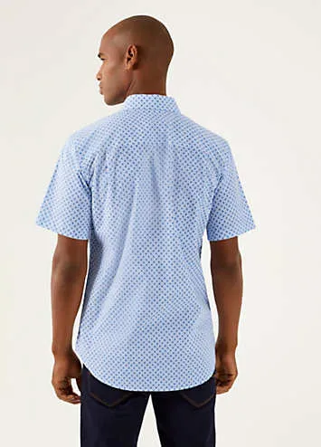 Blue Floral Short Sleeved Tailored Fit Shirt by Skopes | Look Again