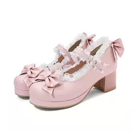 bow and lace detail maryjane heels - Cupcake