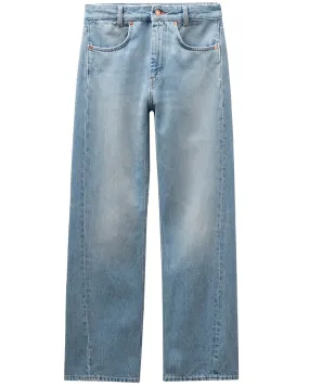 Brushed Blue Curved Denim Pant