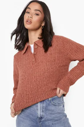 Cable Knit Polo Sweater