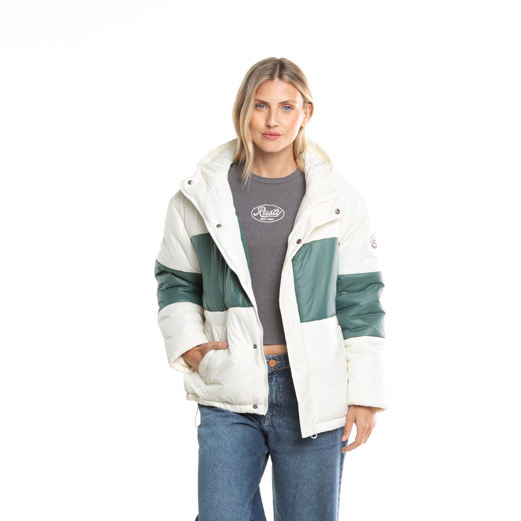 Campera Abrigo Rusty Eighties Puffer Coat Ld* Off White