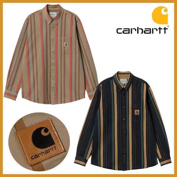 Carhartt  |Stripes Unisex Street Style Long Sleeves Cotton Logo Shirts