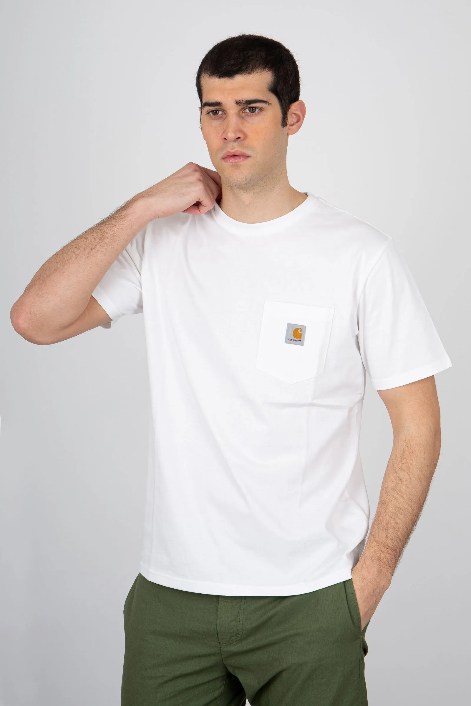 Carhartt WIP T-Shirt Short Sleeve Pocket Cotone Bianco