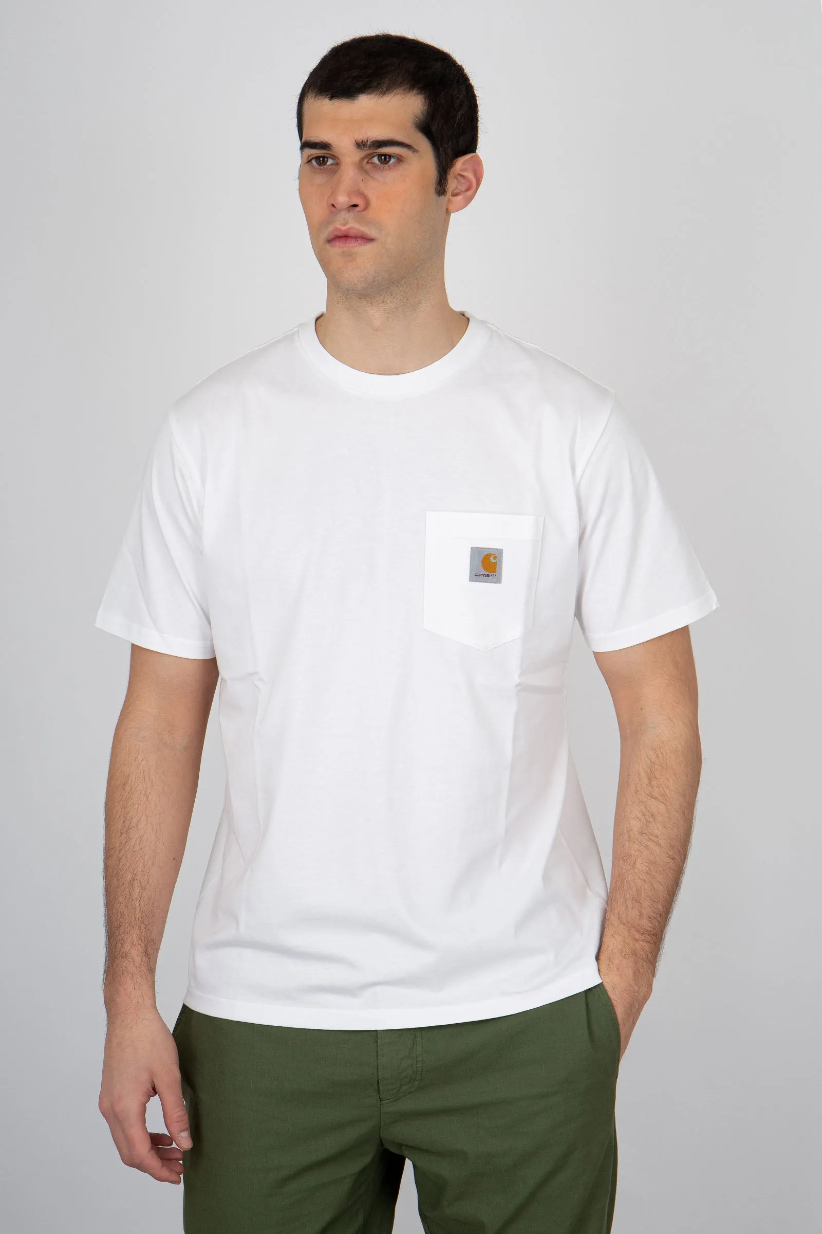 Carhartt WIP T-Shirt Short Sleeve Pocket Cotone Bianco