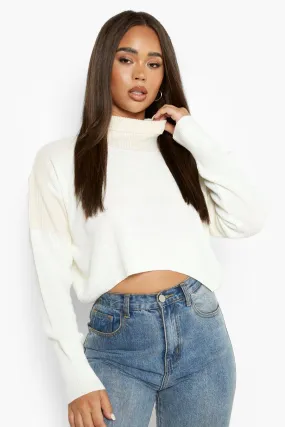 Chunky Rib Shoulder Detail Crop Sweater