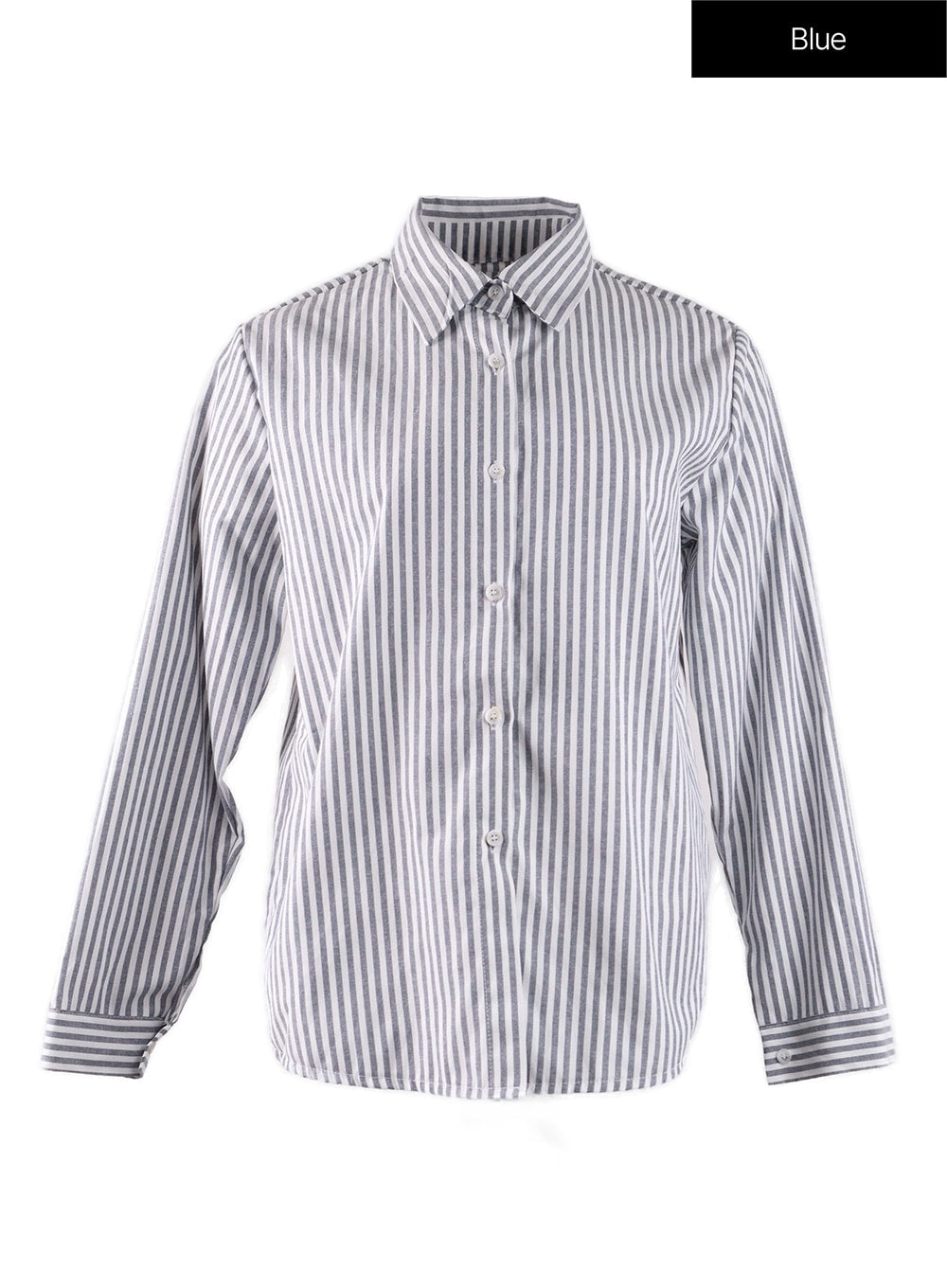 Collar Striped Button Long Sleeve IF408