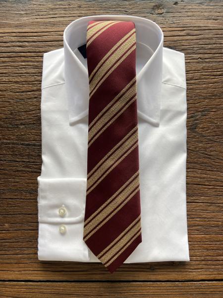 CRIMSON AND TAN HERRINGBONE STRIPE TIE