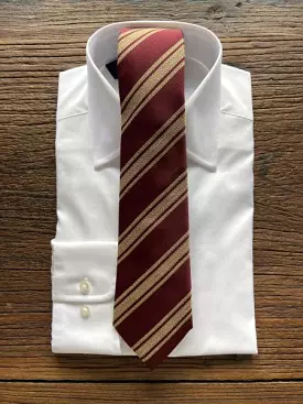 CRIMSON AND TAN HERRINGBONE STRIPE TIE