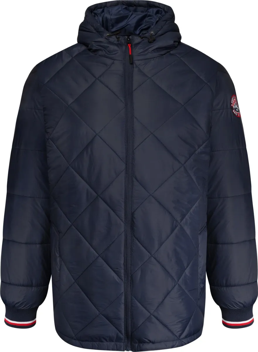 D555 Angus Diamond Quilted Hooded Puffer Jacket - Navy