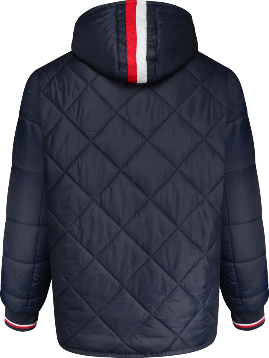 D555 Angus Diamond Quilted Hooded Puffer Jacket - Navy