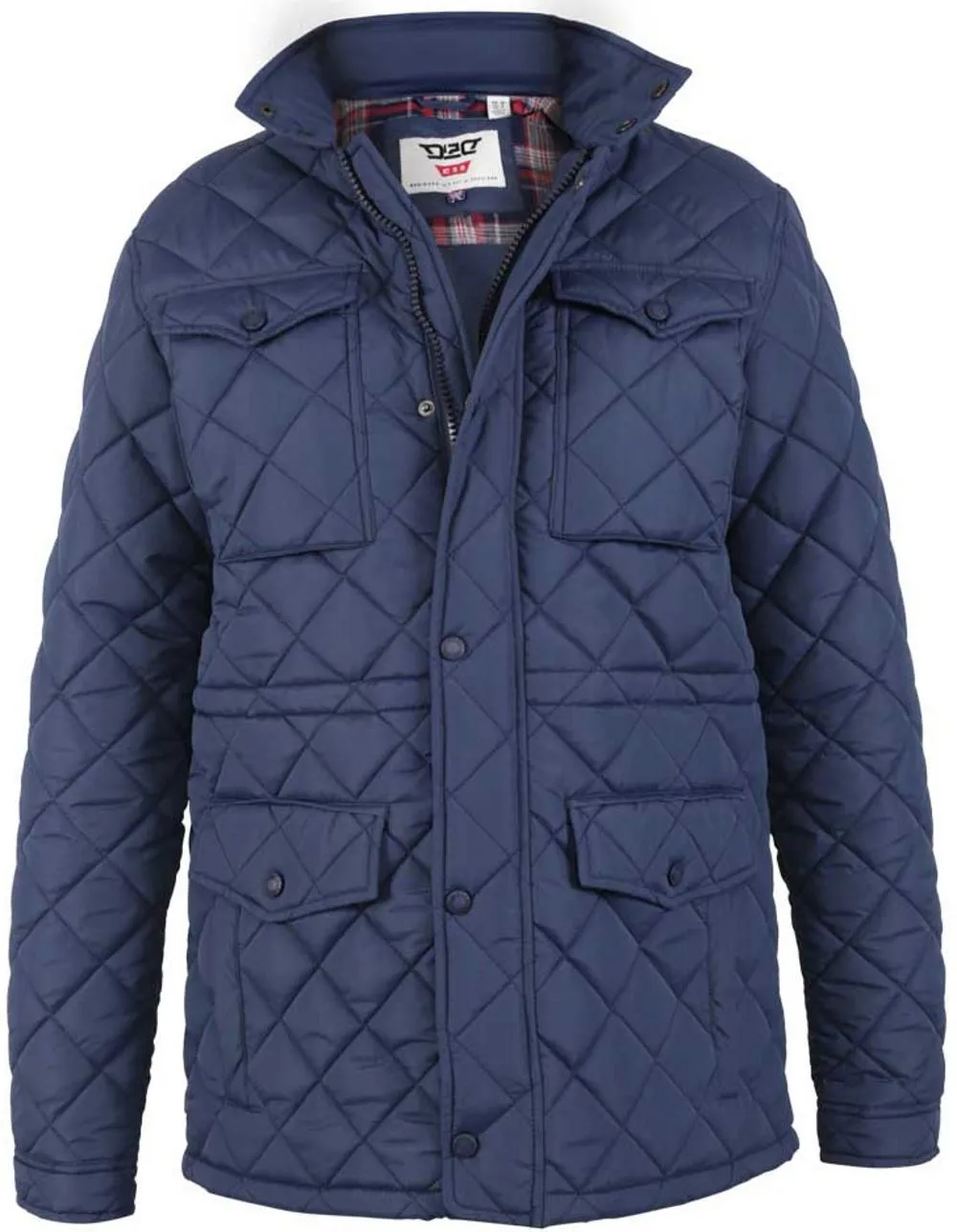 D555 Dalwood Quilted Zip Away Hood Jacket - Navy