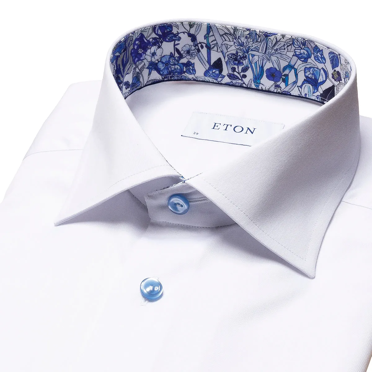 Eton - Slim Fit Floral Contrast Detail Shirt in White