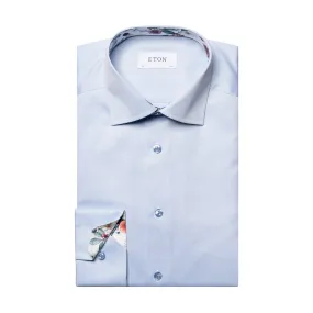 Eton - Slim Fit Floral Trim Shirt in Blue