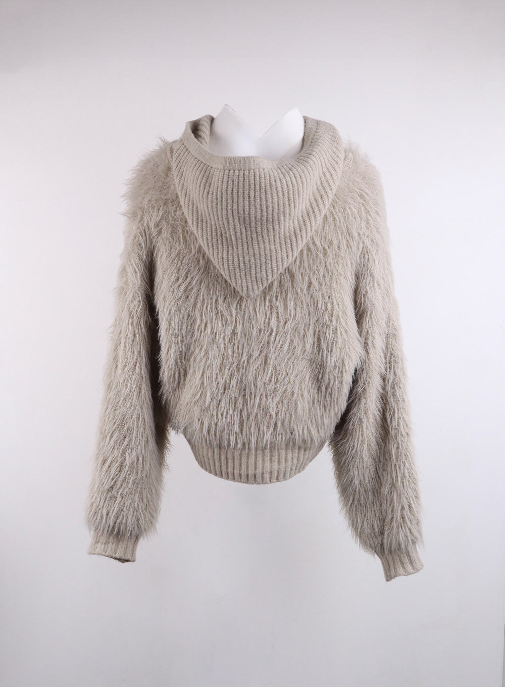 Faux Fur Button-Up Knit Cardigan CJ423