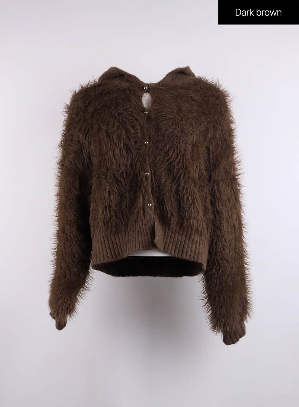 Faux Fur Button-Up Knit Cardigan CJ423