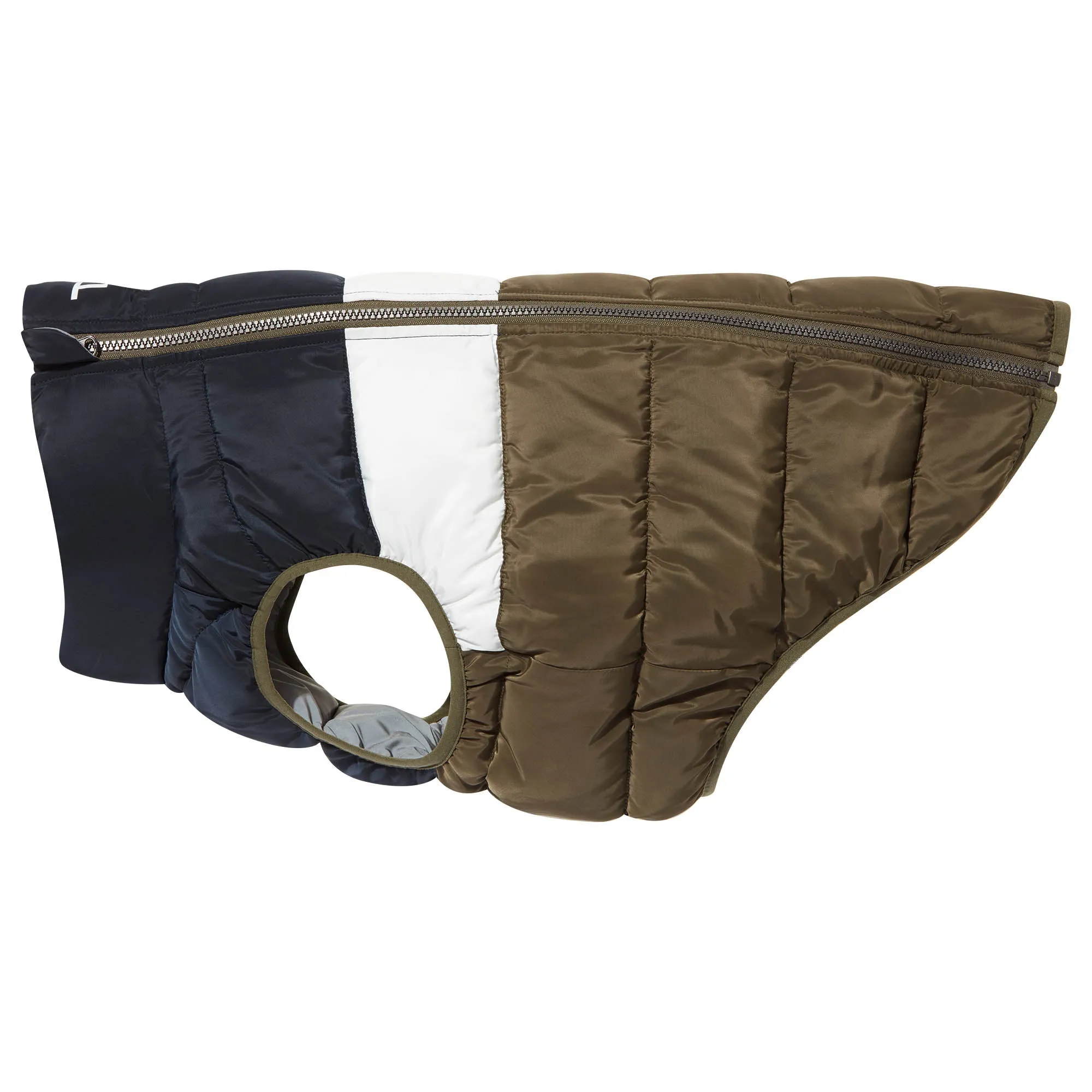 Fetch Padded Dog Coat L - Khaki/Dark Indigo/Optic White