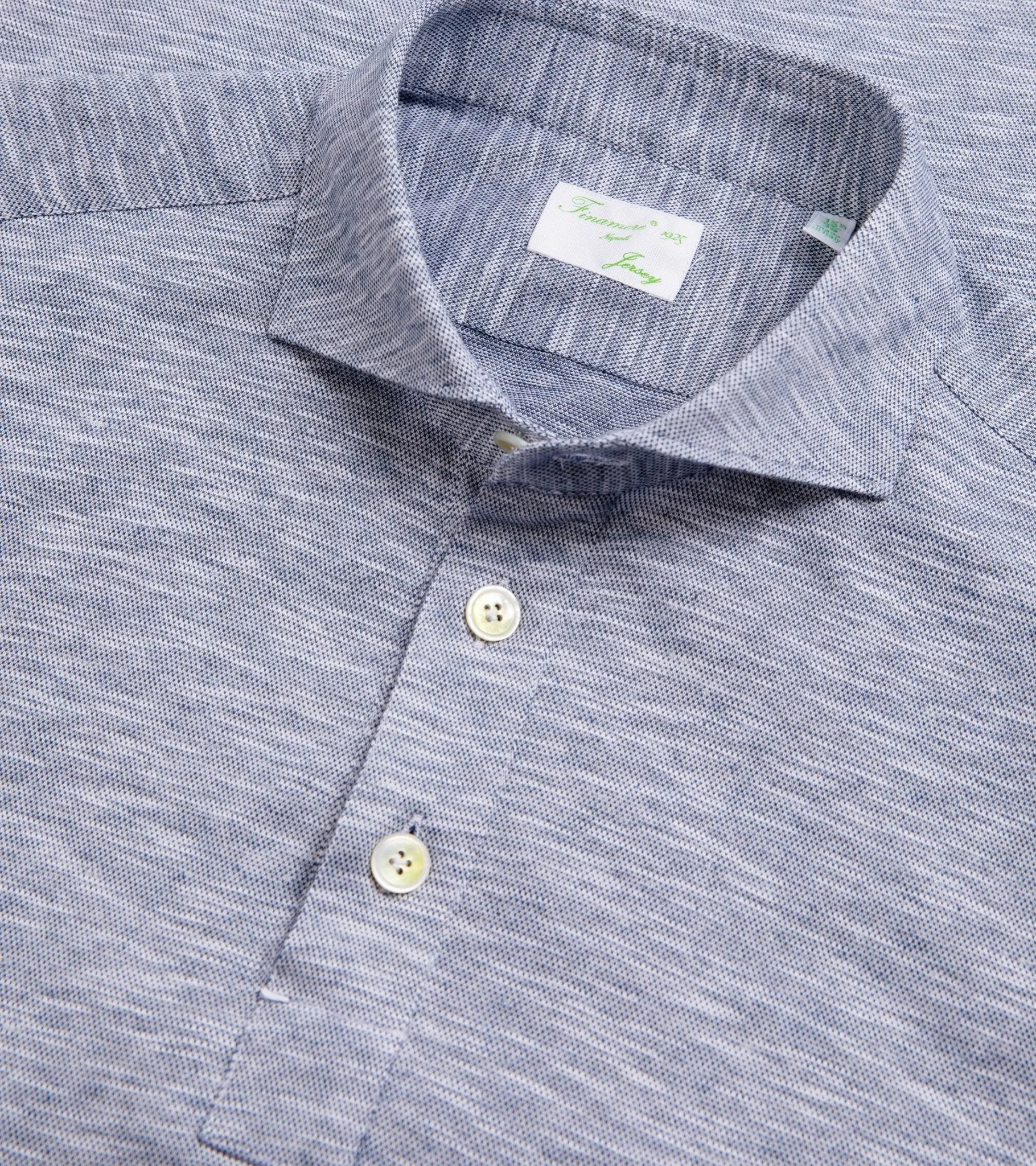 Finamore Orlando Cotton Mix Polo Shirt: Blue Marl