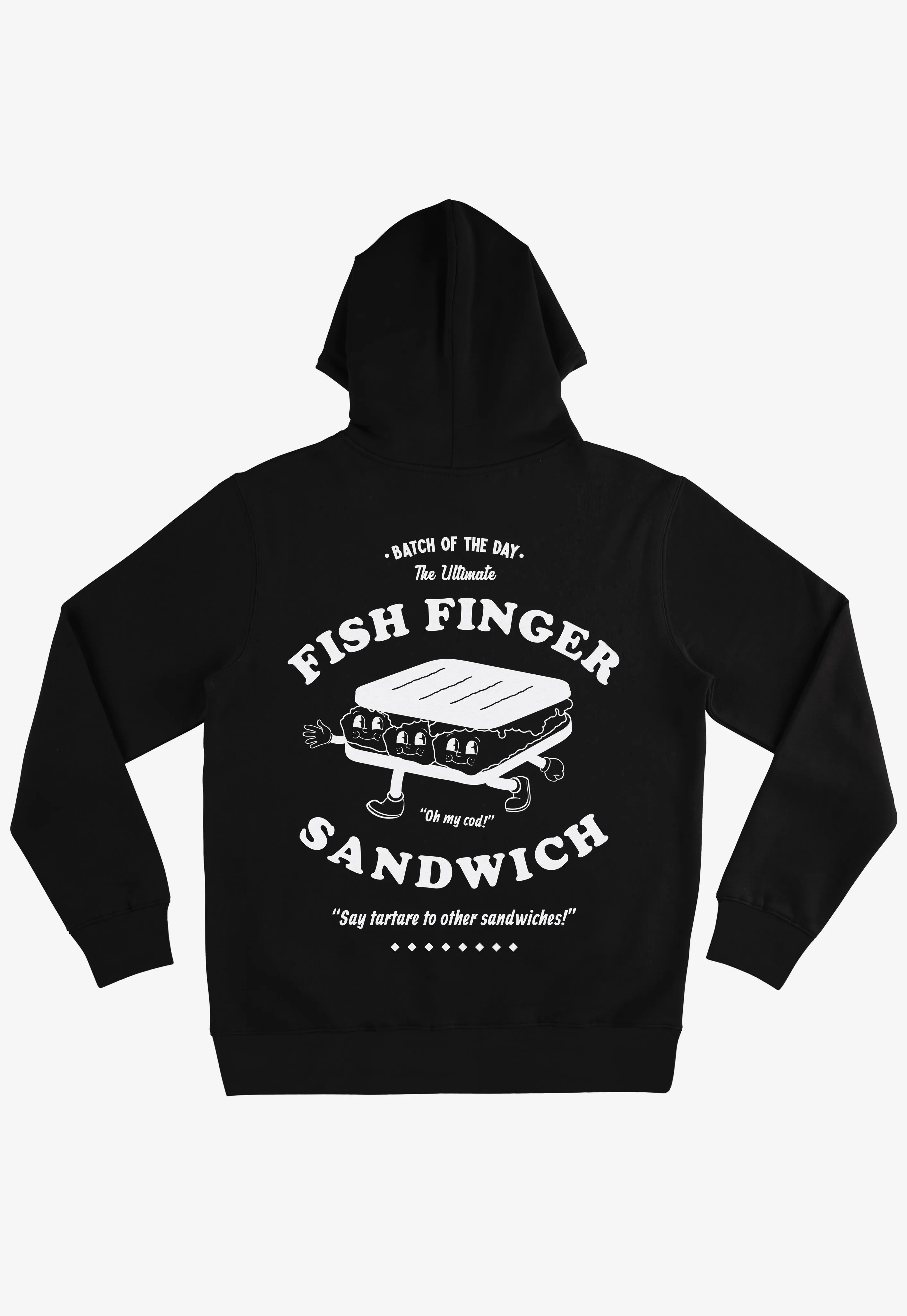 Fish Finger Sandwich Hoodie In Black