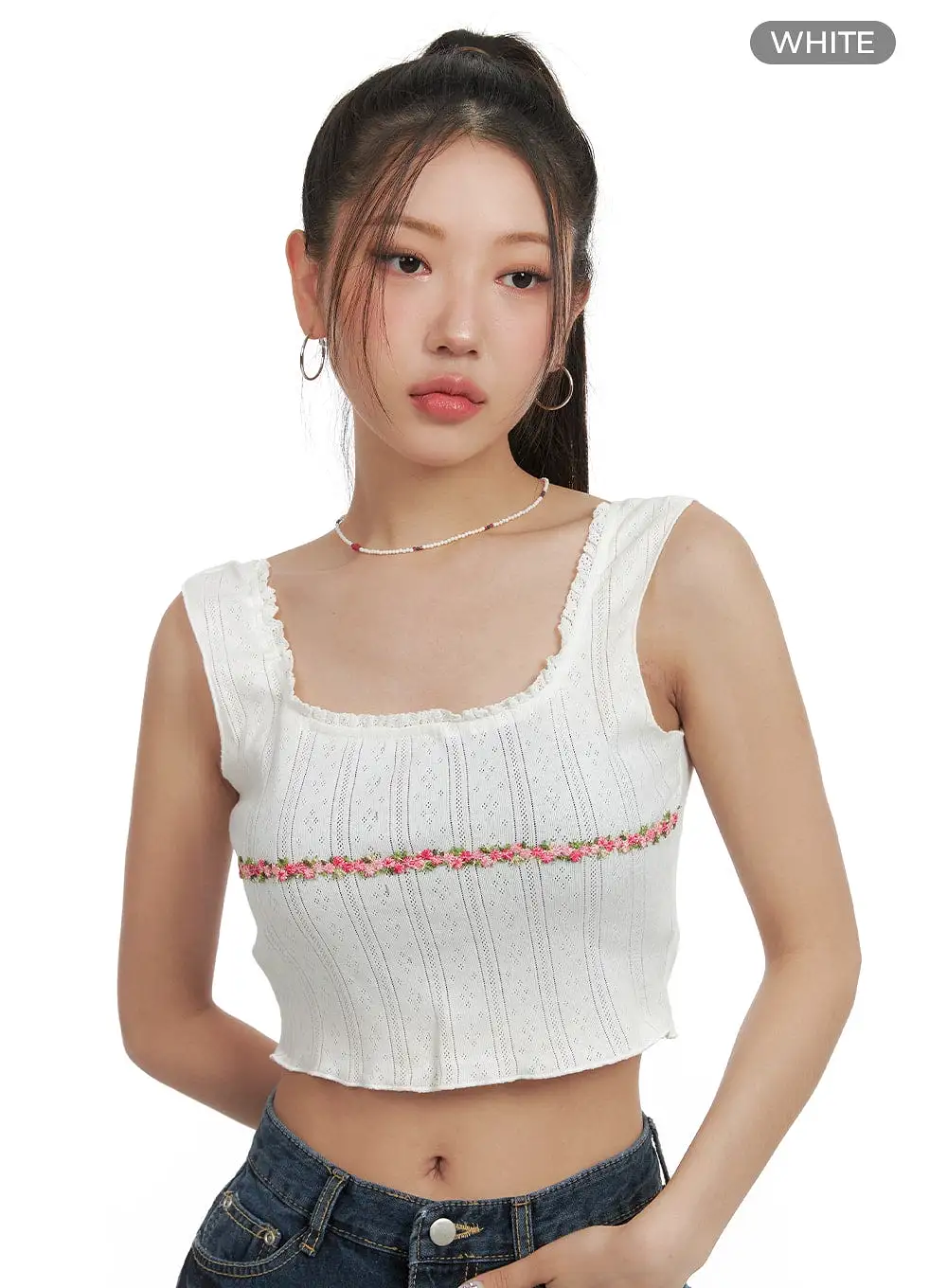 Floral Lace Embroidered Sleeveless Top OA416