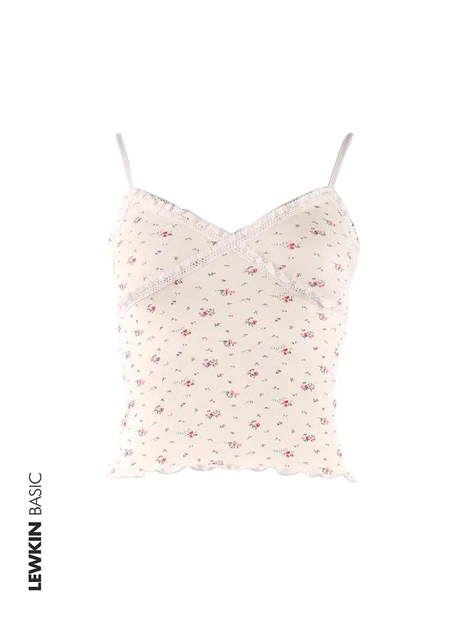 Floral Lace-Trimmed Camisole Top OF422