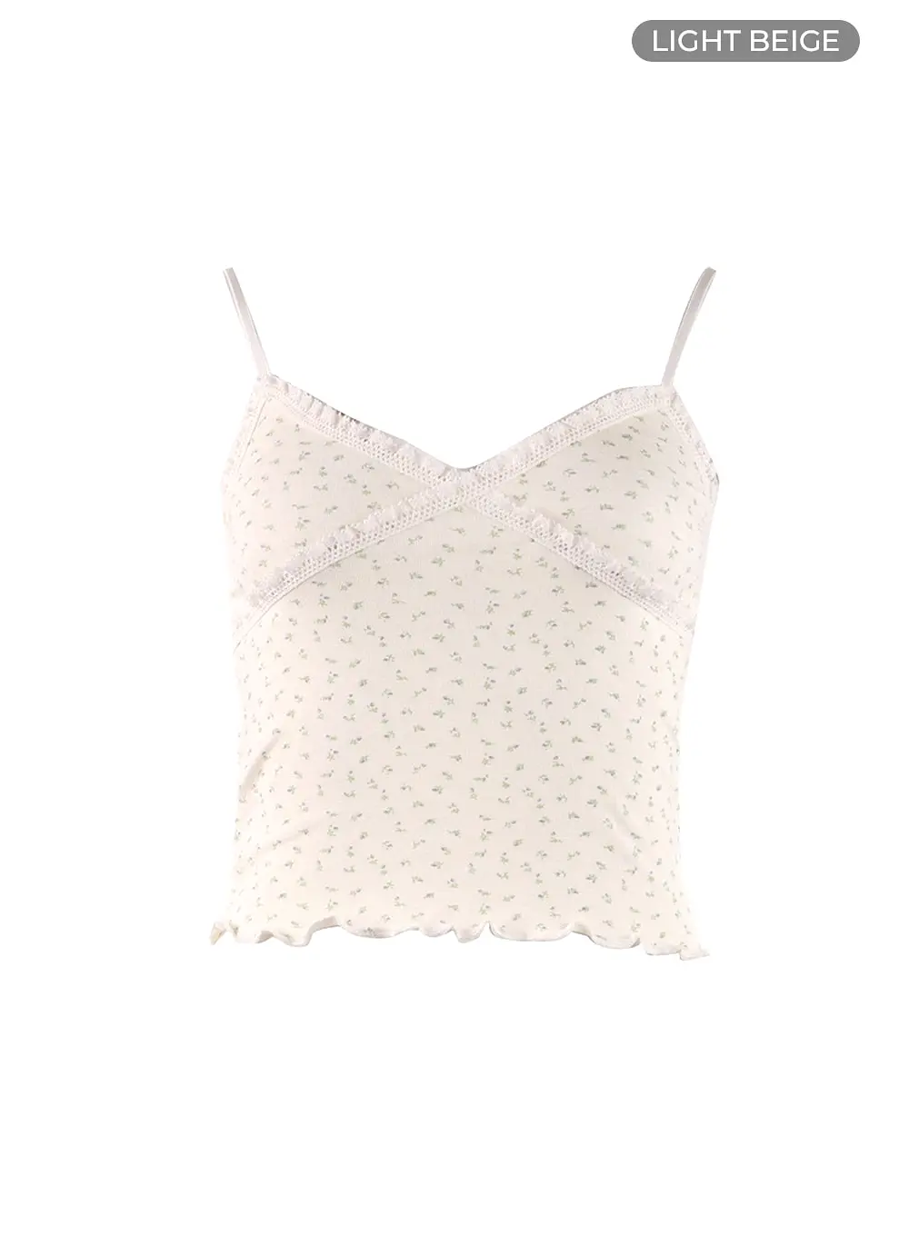 Floral Lace-Trimmed Camisole Top OF422