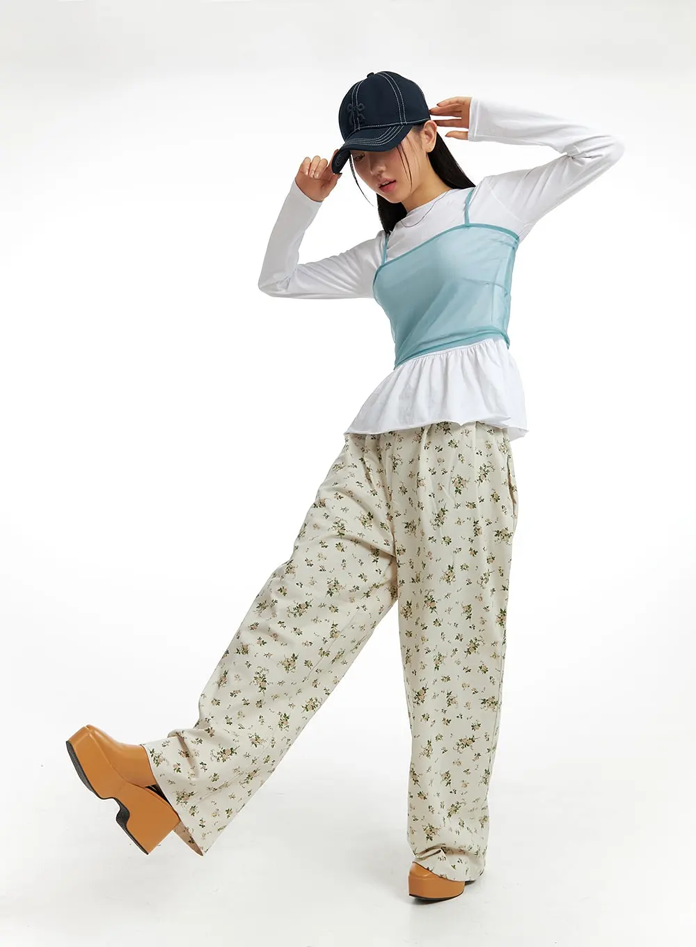 Floral Wide Leg Pants IM404