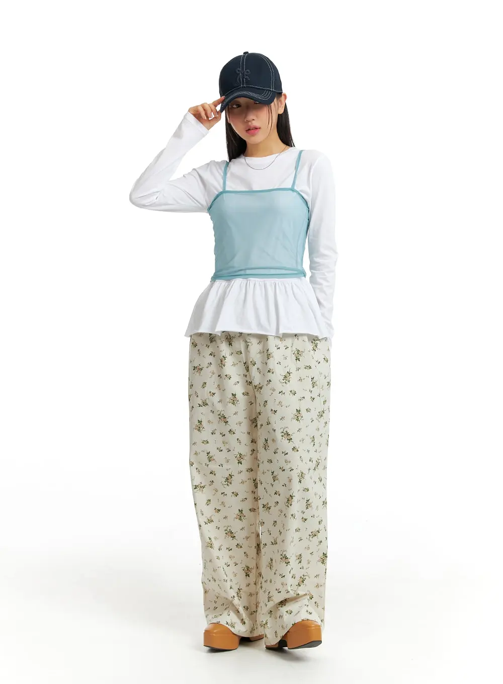 Floral Wide Leg Pants IM404