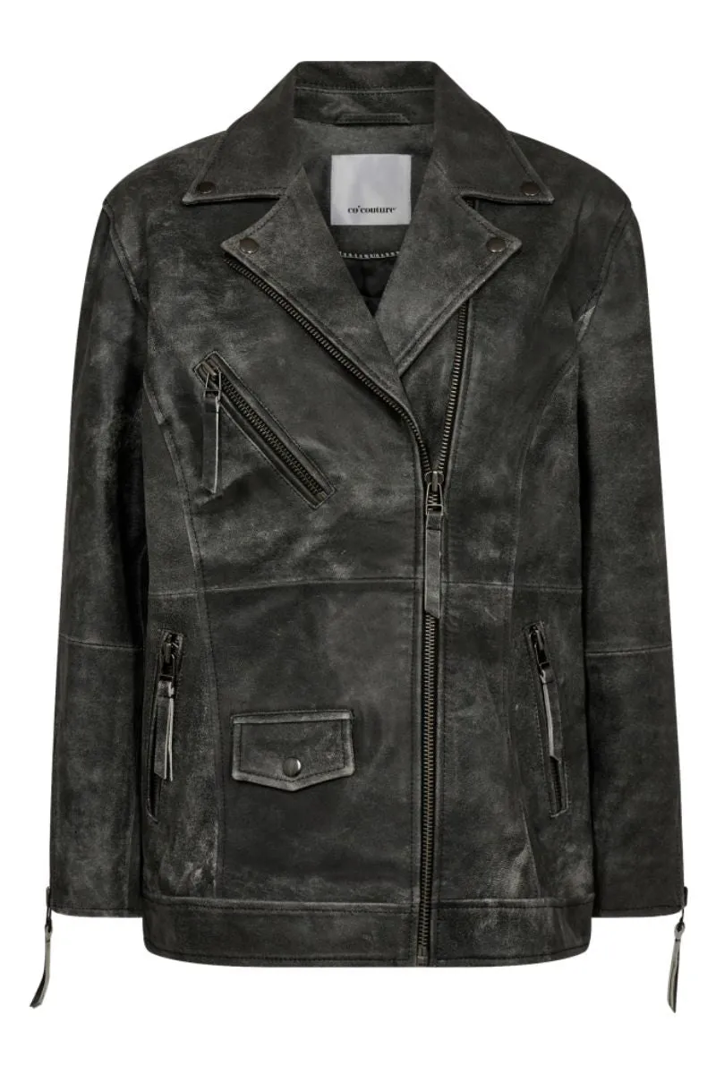 Floyd Leather Biker Jacket 30201 | Mid Grey | Jakke fra Co'couture