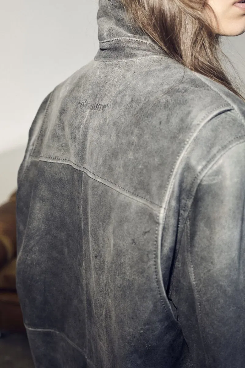 Floyd Leather Biker Jacket 30201 | Mid Grey | Jakke fra Co'couture