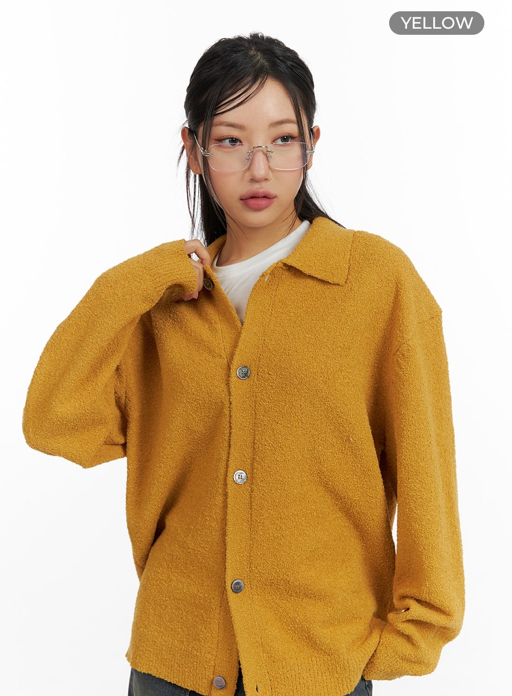 Fuzzy Button-Up Unisex Cardigan CM408