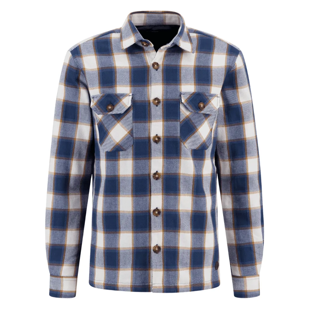 FYNCH-HATTON BLUE PADDED FLANNEL OVERSHIRT | Menswear Online