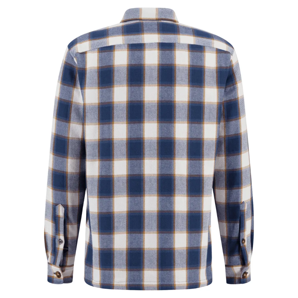 FYNCH-HATTON BLUE PADDED FLANNEL OVERSHIRT | Menswear Online