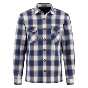 FYNCH-HATTON BLUE PADDED FLANNEL OVERSHIRT | Menswear Online